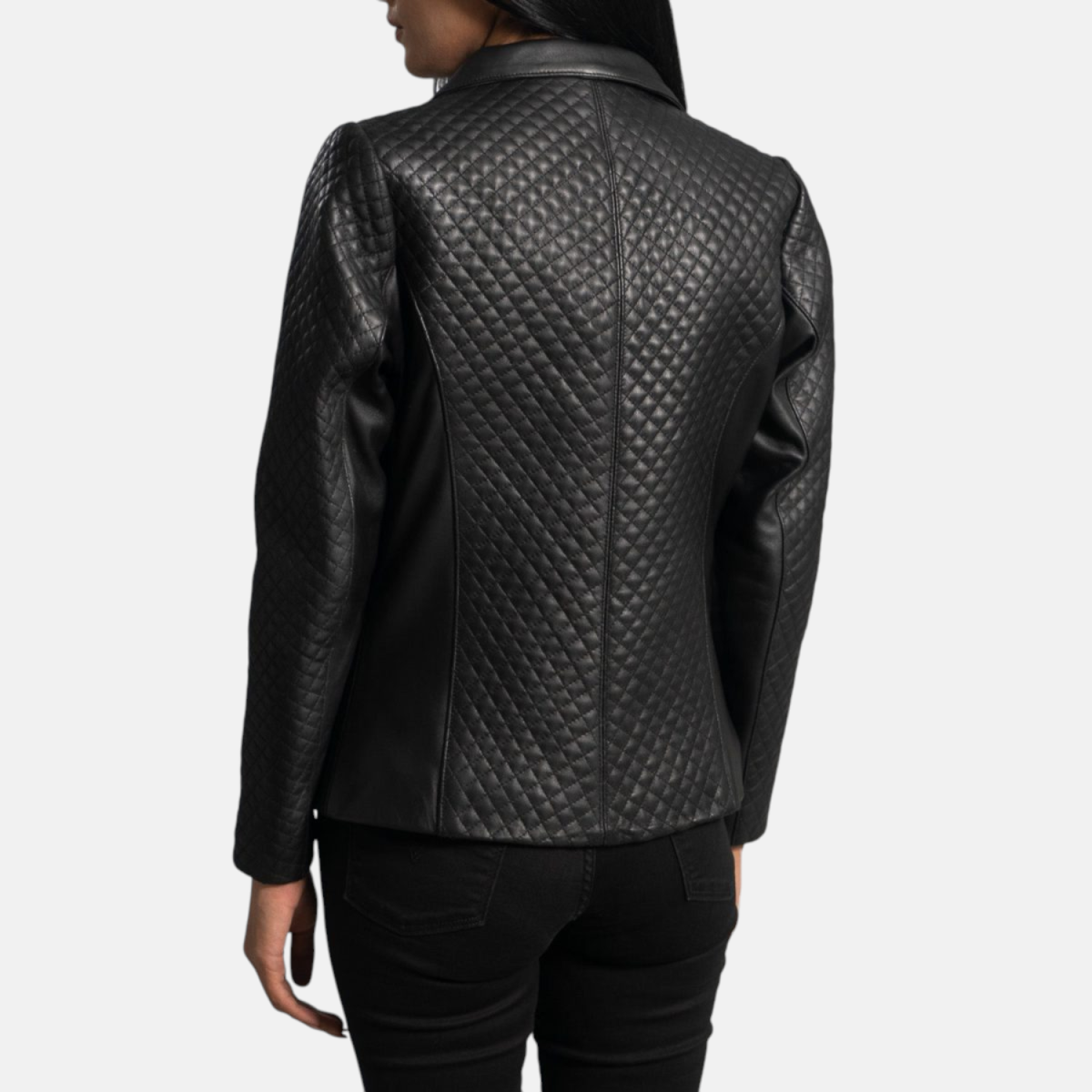 Women's Cora Quilted Black Leather Blazer