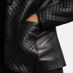 Women's Cora Quilted Black Leather Blazer
