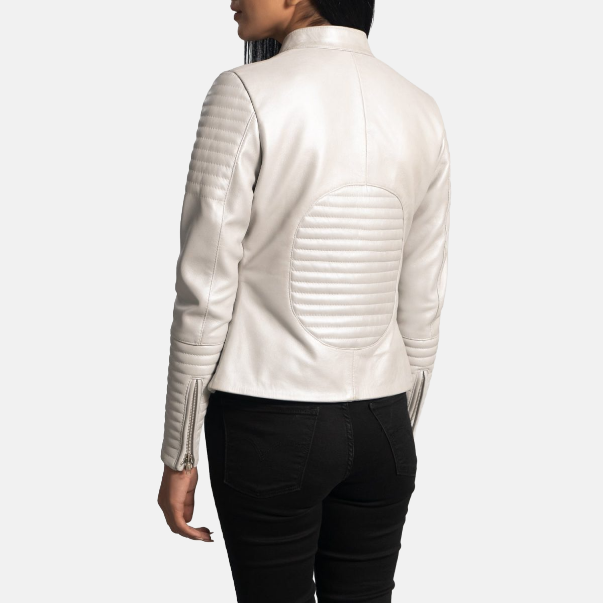 Women's Lana Silver Leather Bomber Jacket