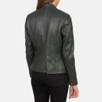 Women's Kelsee Green Leather Biker Jacket