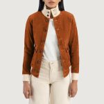 Women's Sasha A1 Brown Suede Leather Bomber Jacket