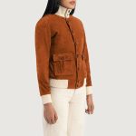 Women's Sasha A1 Brown Suede Leather Bomber Jacket