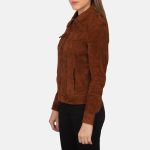 Women's Suzy Brown Suede Leather Trucker Jacket