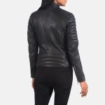 Women's Adalyn Quilted Black Leather Biker Jacket