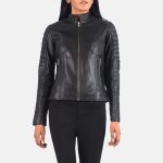 Women's Adalyn Quilted Black Leather Biker Jacket