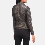 Women's Adalyn Quilted Distressed Brown Leather Biker Jacket