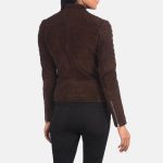 Women's Adalyn Quilted Mocha Suede Leather Biker Jacket