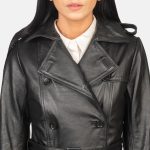 Women's Alice Black Double Breasted Leather Coat