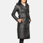 Women's Alice Black Double Breasted Leather Coat