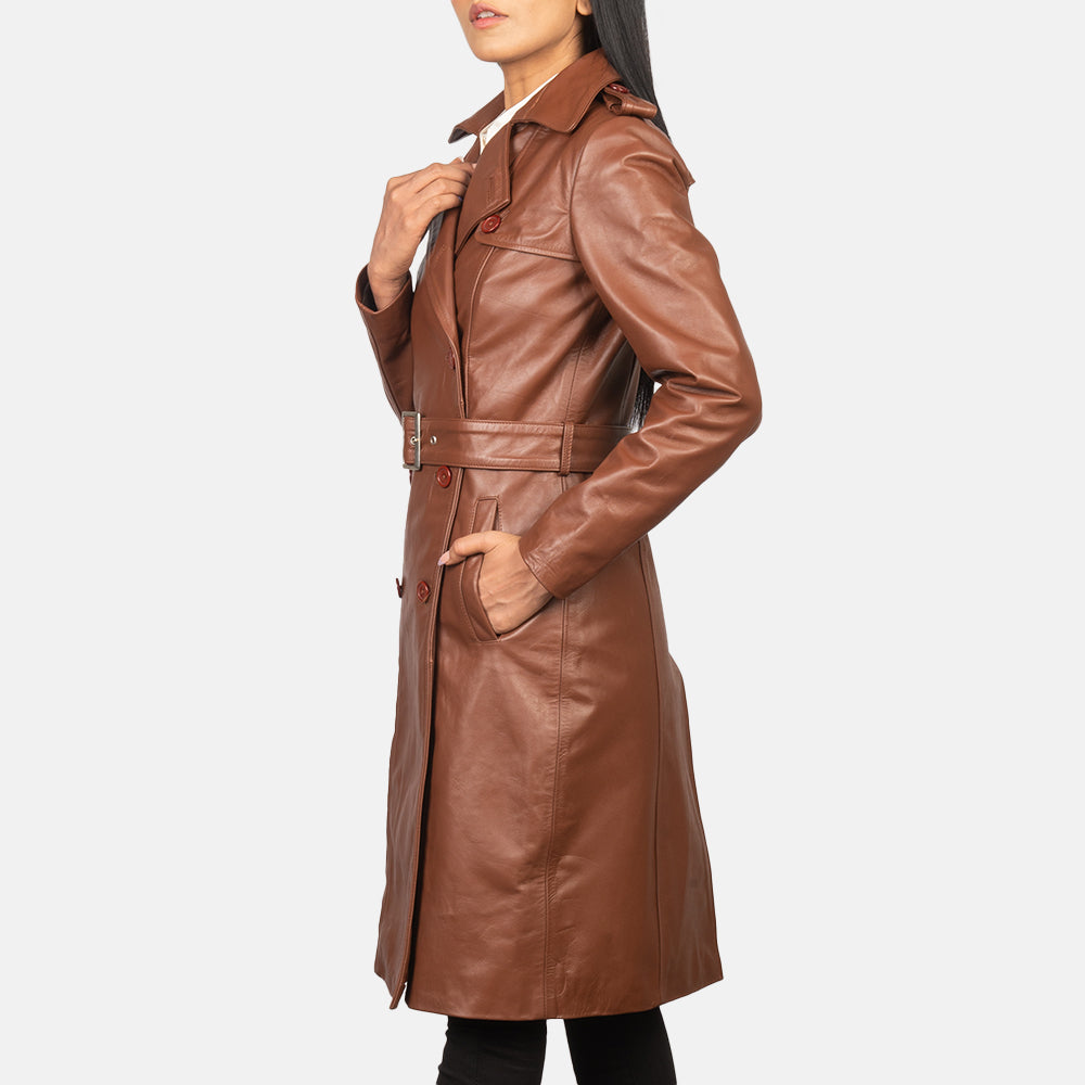 Women's Alice Brown Double Breasted Leather Coat