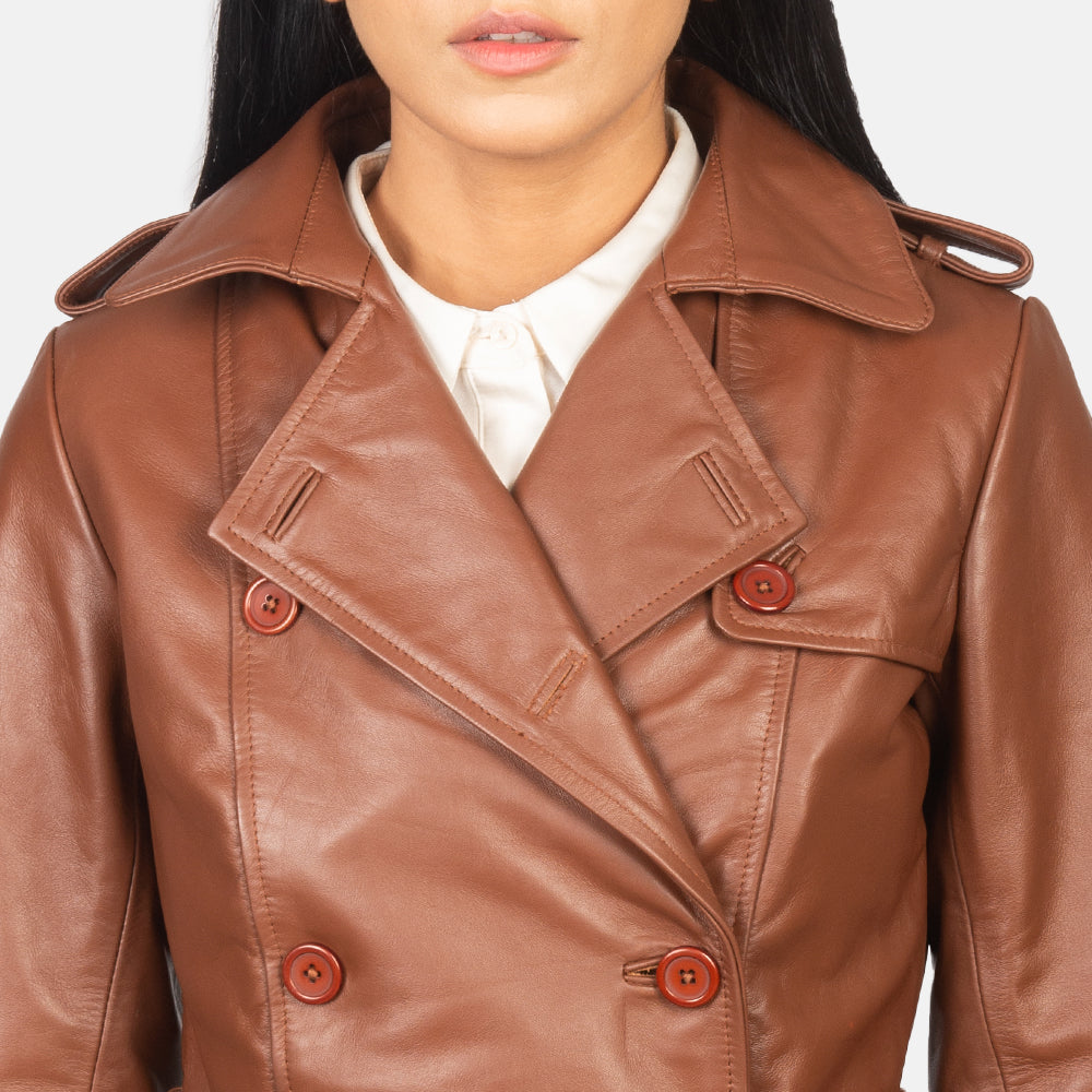Women's Alice Brown Double Breasted Leather Coat
