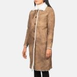 Women's Alina Shearling Brown Leather Coat