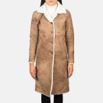 Women's Alina Shearling Brown Leather Coat