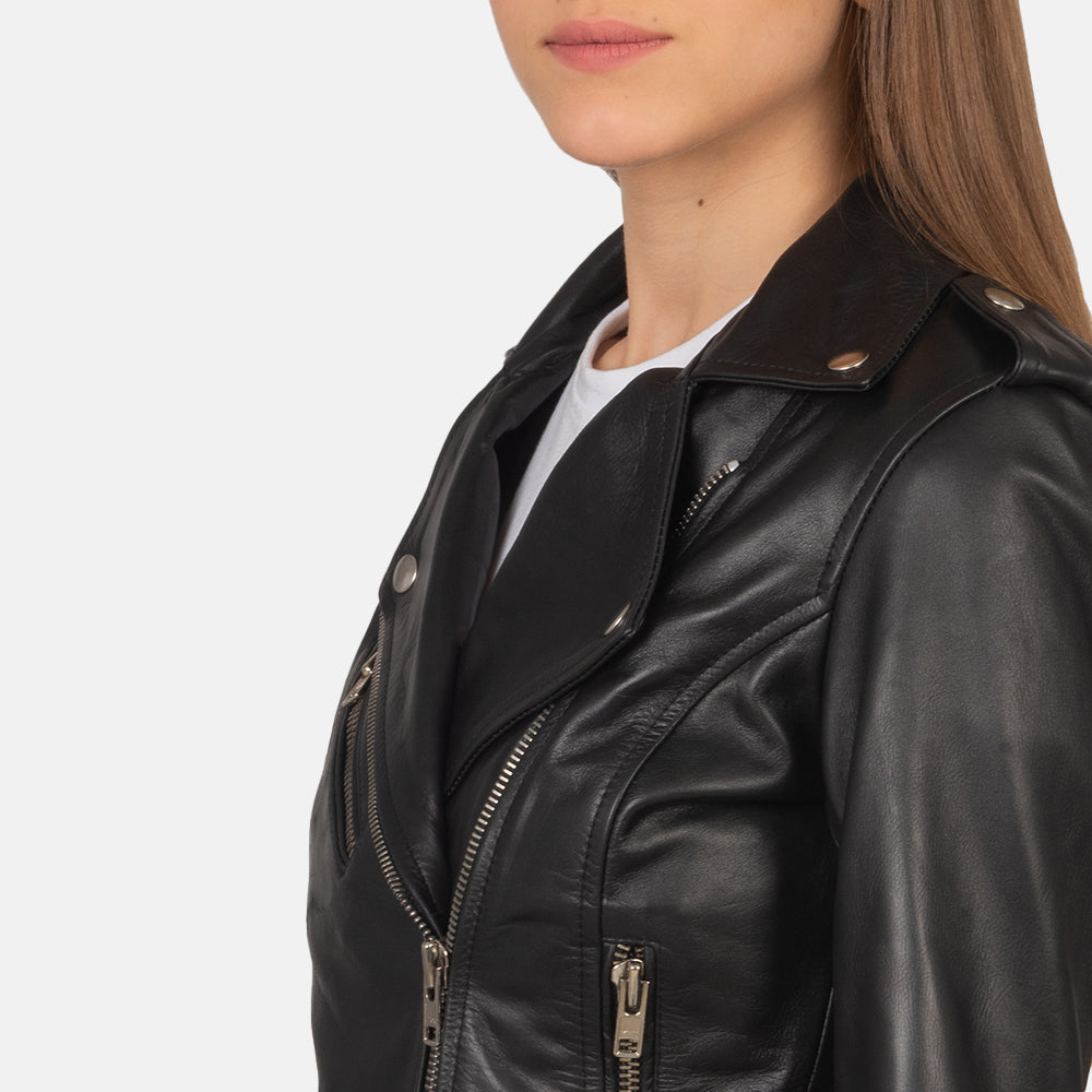 Women's Alison Black Leather Biker Jacket