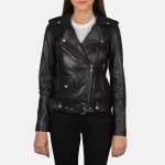 Women's Alison Black Leather Biker Jacket