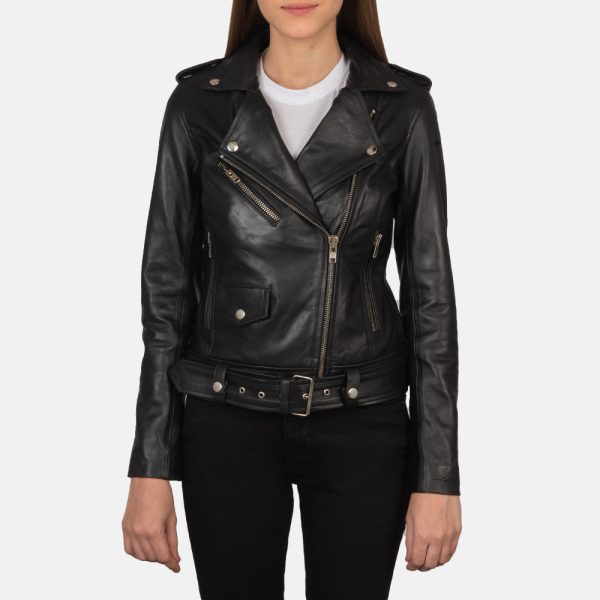 Women's Alison Black Leather Biker Jacket