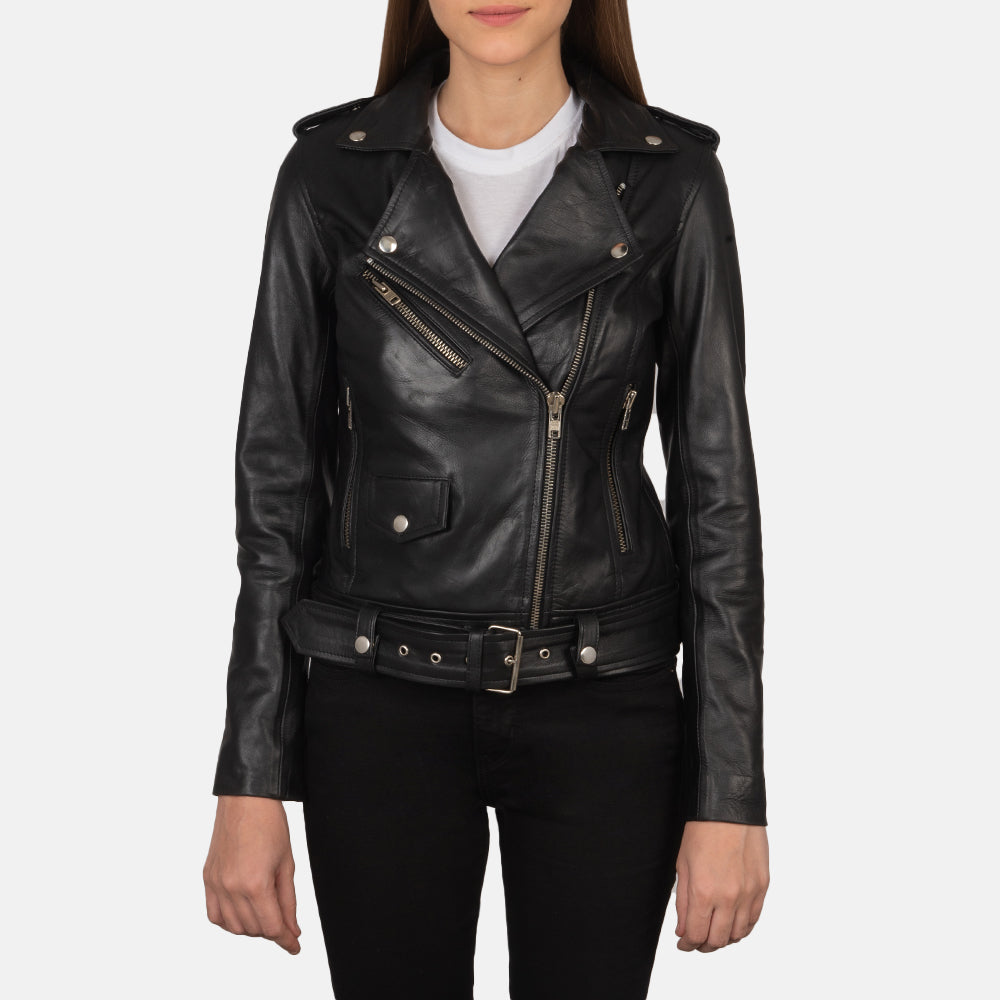 Women's Alison Black Leather Biker Jacket