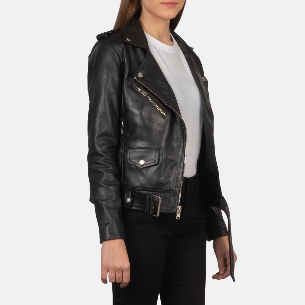 Women's Alison Black Leather Biker Jacket