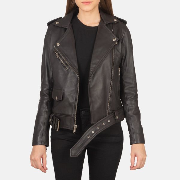 Women's Alison Brown Leather Biker Jacket