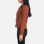 Women's Alison Brown Suede Leather Biker Jacket