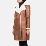 Women's Amie Brown Double Breasted Shearling Leather Coat