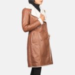 Women's Amie Brown Double Breasted Shearling Leather Coat