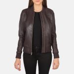 Women's Bliss Maroon Leather Bomber Jacket