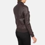 Women's Bliss Maroon Leather Bomber Jacket