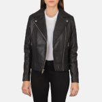 Women's Carolyn Quilted Black Biker Leather Jacket