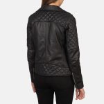 Women's Carolyn Quilted Black Biker Leather Jacket