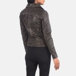 Women's Carolyn Quilted Distressed Brown Biker Leather Jacket
