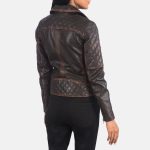 Women's Carolyn Quilted Vintage Brown Biker Leather Jacket
