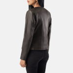 Women's Elixir Brown Collarless Leather Jacket