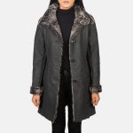 Women's Erica Shearling Black Leather Coat