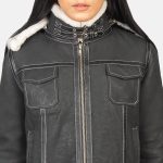 Women's Fiona Black Hooded Shearling Leather Jacket