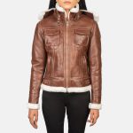 Women's Fiona Brown Hooded Shearling Leather Jacket