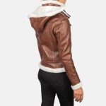 Women's Fiona Brown Hooded Shearling Leather Jacket