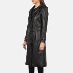 Women's Fixon Hooded Black Trench Coat