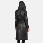 Women's Fixon Hooded Black Trench Coat