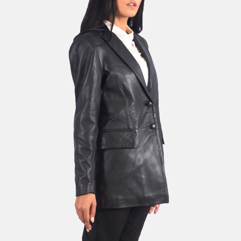 Women's Marilyn Black Leather Blazer