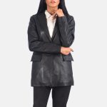 Women's Marilyn Black Leather Blazer