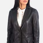 Women's Marilyn Black Leather Blazer