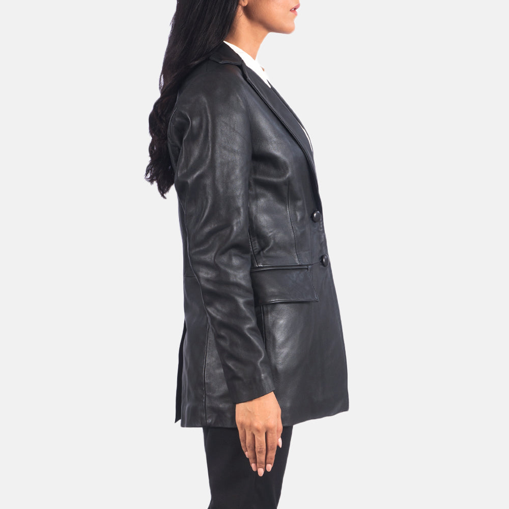 Women's Marilyn Black Leather Blazer