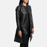 Women's Moonlight Black Leather Trench Coat