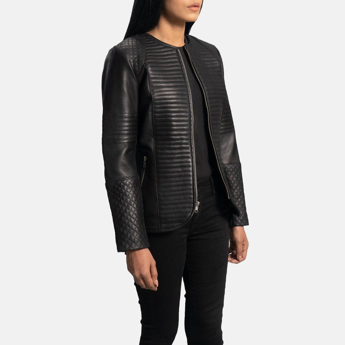Women's Nexi Quilted Black Leather Jacket