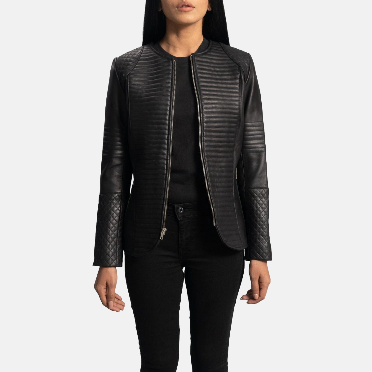 Women's Nexi Quilted Black Leather Jacket