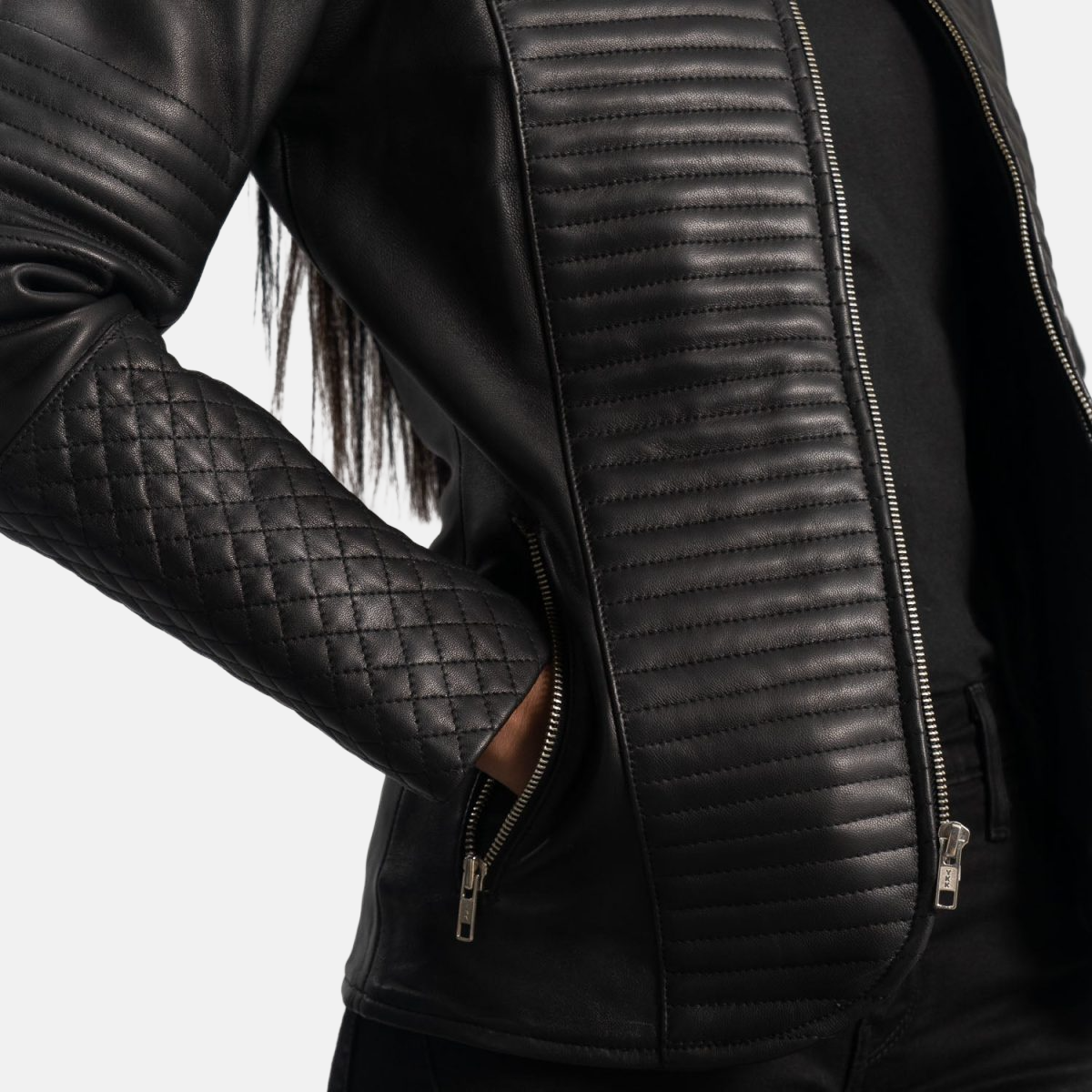 Women's Nexi Quilted Black Leather Jacket