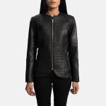 Women's Nexi Quilted Black Leather Jacket