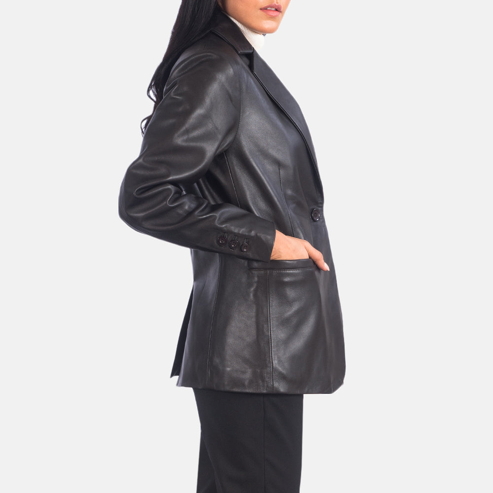 Women's Norma Brown Leather Blazer