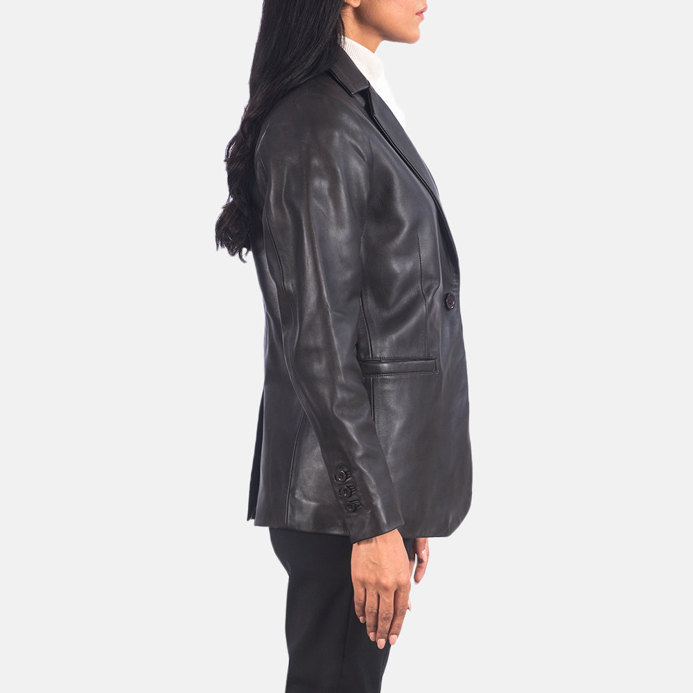Women's Norma Brown Leather Blazer